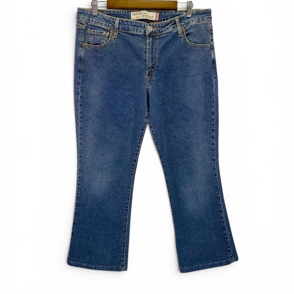Levis 518 Superlow Bootcut Jeans Womens 15S Blue Stretch Mid Rise 500 Series